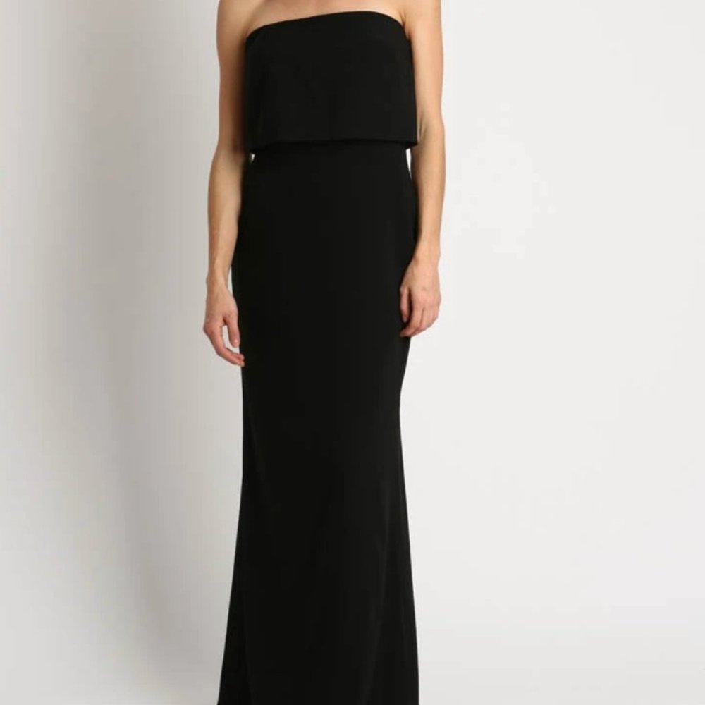 Bella Bridesmaids Parker Rose Strapless Floor Length Black Dress